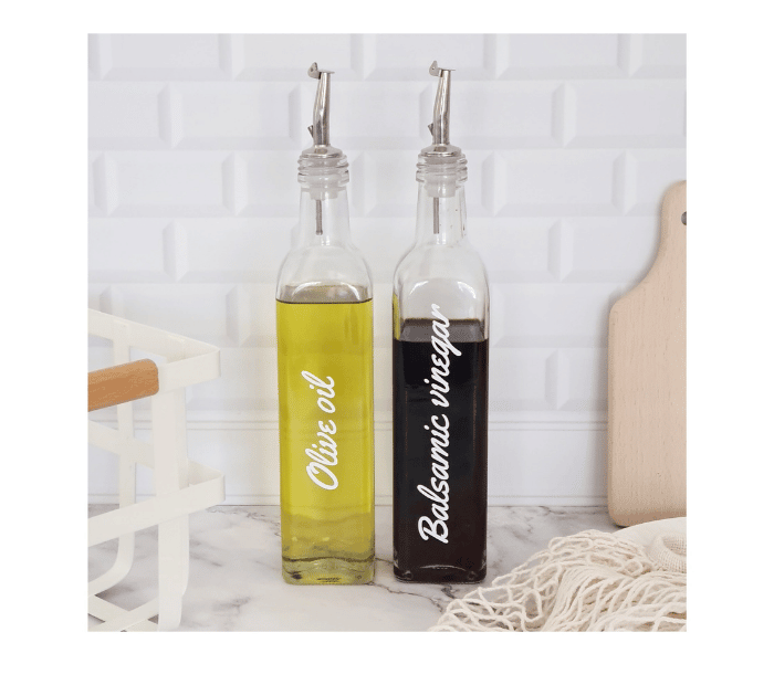Oil & Vinegar Glass Bottle with Pourer 250 ml & 500ml Trendz of today