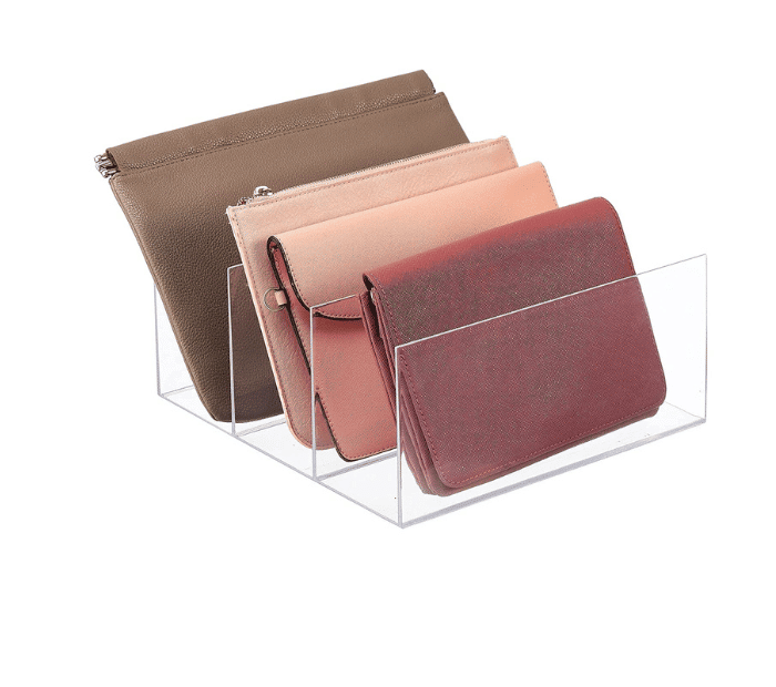 Acrylic slot organiser for handbags/purses/clutches