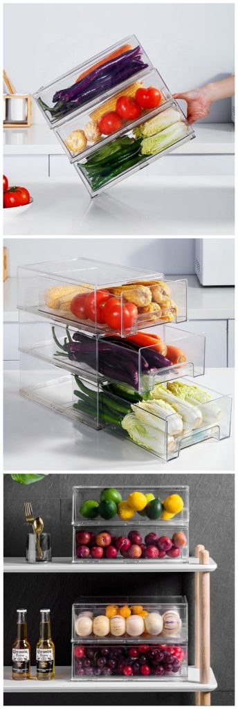 Sliding stackable fridge organising bins - Trendz of today