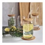 Pack of 4 Portable Drinking Glasses with Bamboo lids