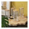 Pack of 4 Ribbed Drinking Glasses with Bamboo lids