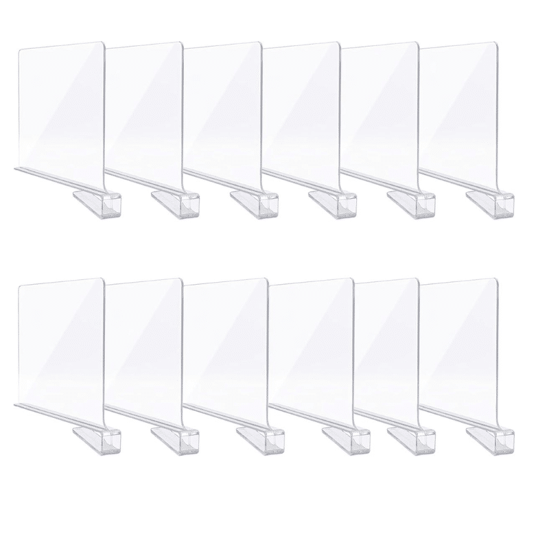 12 Pack Clear shelf dividers