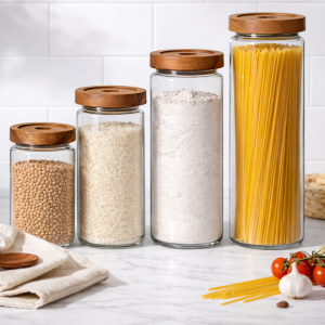Glass Canisters with Acacia Lids