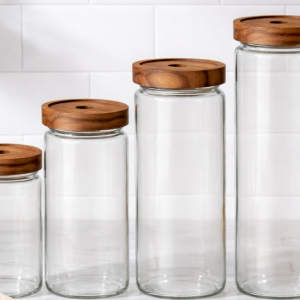 4-Piece Airtight Glass Storage Canister Set with Acacia Lids